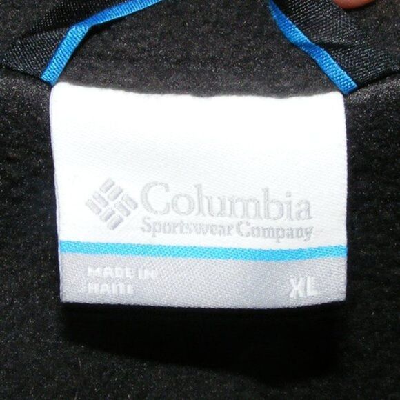COLUMBIA Fleece Jacket, XL, Black, 2 Pockets, Zipper front, long sleeves, LOGO - Picture 8 of 10